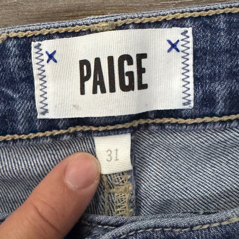 PAIGE Taylor Straight Lyla Jeans Womens 31 High Rise Raw Hem Crop Denim - Picture 3 of 7